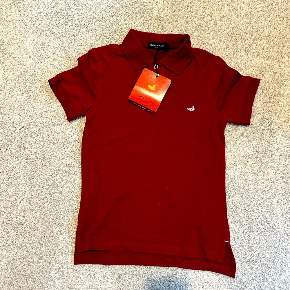NWT Boys Southern Marsh Stonewall Polo Size S Maroon - Picture 2 of 3